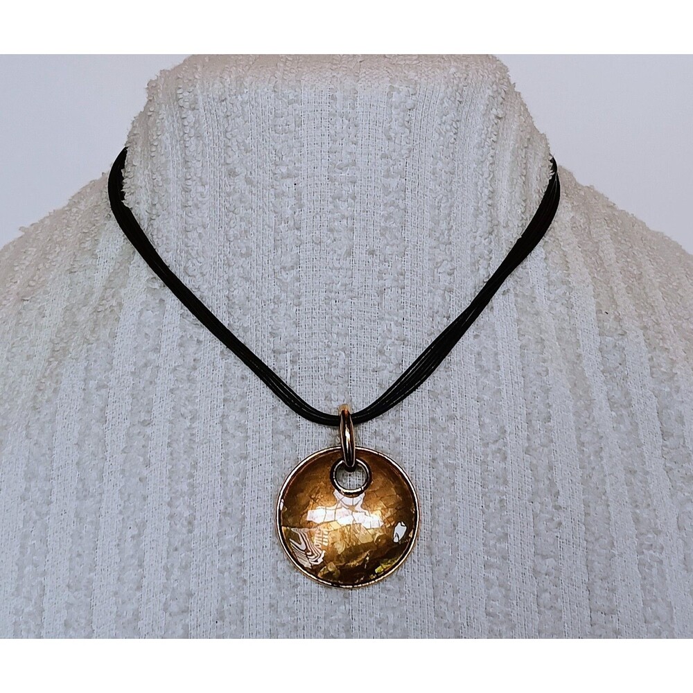 Lia Sophia "Taos" Round Mother of Pearl Pendant Triple Black Cord Necklace